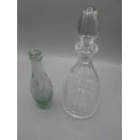 A C B Co Ltd Bottle and Decanter with Engraved Ship Design
