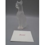 Baccarat frosted glass cat in original box 16cm