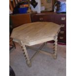 Hexagonal low table with barley twist legs