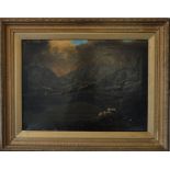 K Tate, oil on canvas highland landscape in gilt frame, 73 x 58 cm