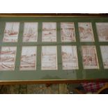 Set of 12 Framed ( Vintage 1922 ? ) Norfolk Broads / Sailing postcards Artist - E V Howell Set of