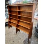 Pair of vintage shop display shelving units each approximately just over 72 inches wide 69 inches