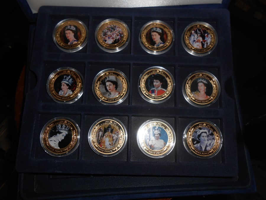 Queen Elizabeth II Coronation 1953 2013 Jubilee Coins Guernsey 50p x 3 , Cook Islands 1 dollar x 3 , - Image 4 of 7