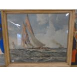 Triston Cribb oil on board depicting a sailboat at sea 27x23"