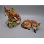 Kowa Red Fox and one studio pottery fox, cant make out name. no apparent damage