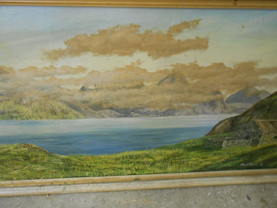 Chris Williams 74 Oil on Canvas Highland Loch 90 x 42 cm - Image 3 of 6