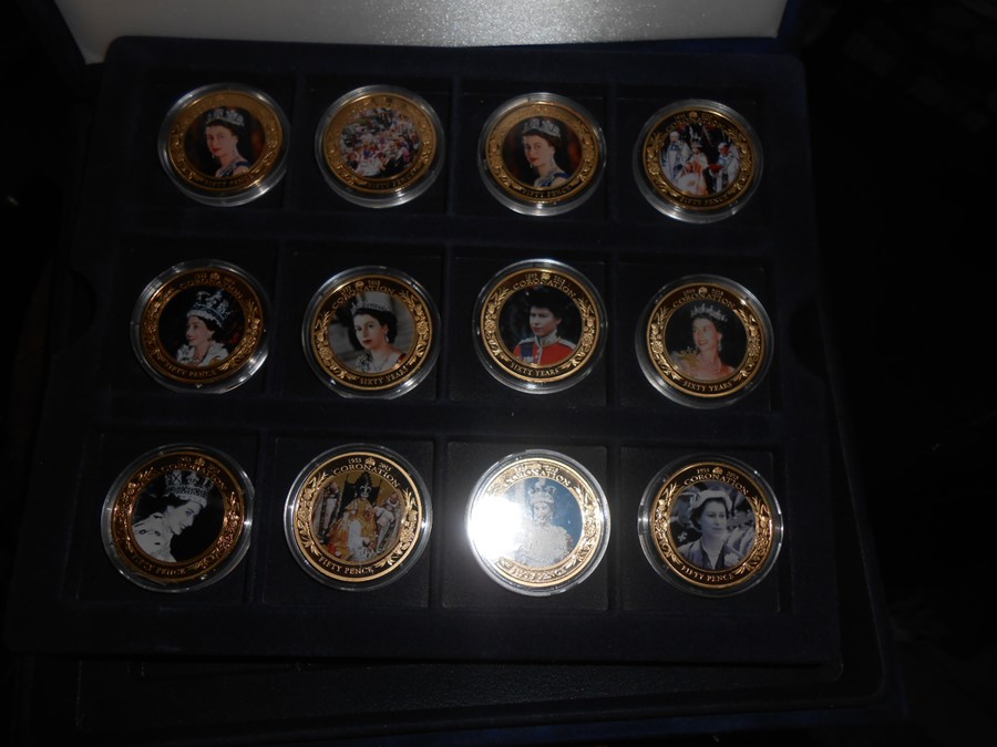 Queen Elizabeth II Coronation 1953 2013 Jubilee Coins Guernsey 50p x 3 , Cook Islands 1 dollar x 3 , - Image 3 of 7