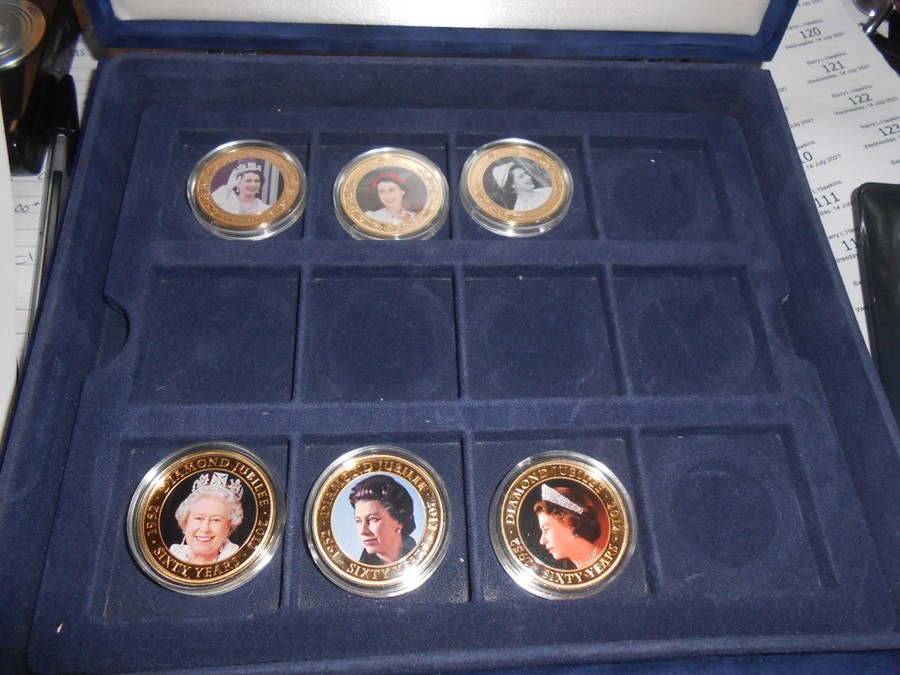 Queen Elizabeth II Coronation 1953 2013 Jubilee Coins Guernsey 50p x 3 , Cook Islands 1 dollar x 3 , - Image 5 of 7