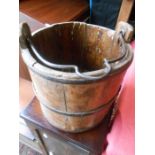 Vintage well bucket steel banded 13 x 13 inches