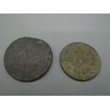 George III counterfeit ? half crown and Lancaster 1/2d token-1792