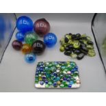 Hand blown glass balls, decorative glass beads in medium and small sizes