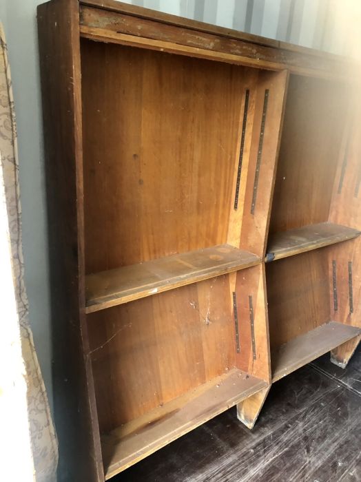 Large vintage shop / library shelving bookcase unit 183 cm long 182 cm tall - Image 5 of 7