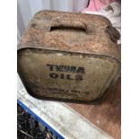 Vintage Tema Oils Barrel G Thurlow & sons Stowmarket 36 x 36 cm 23 deep