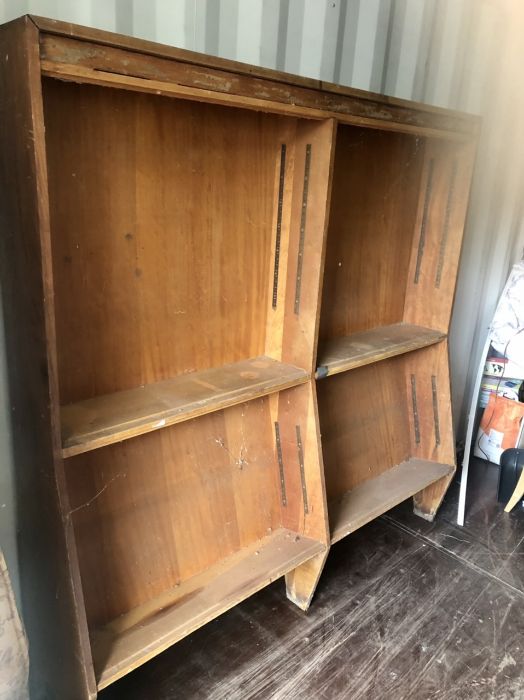 Large vintage shop / library shelving bookcase unit 183 cm long 182 cm tall