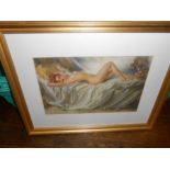 Print of reclining nude 10 x 7 inches