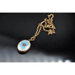Enamelled locket and chain necklace