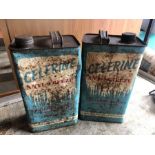2 Vintage Celerine Antifreeze Cans ( one has rusted hole in side )