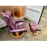 2 swivel recliners with footstools