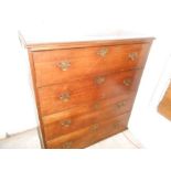 Antique Oak 4 Drawer Chest with Brass Handles 43 x 20 inches 47 1/2 tall ( front and top are oak