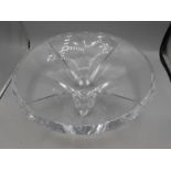 Heavy signed glass dish 13" across 4" high