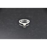 A platinum diamond ring, the single round cut diamond claw set, ring size P, weight approx 4.19g