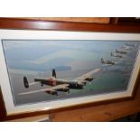 Framed Print of Lancaster and Spitfires flying over Marham airfield 30 x 62 cm