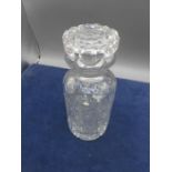 Heavy Cut Glass Lead Crystal Decanter 8 1/2 inches tall ( no damage )