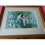 Vic Granger watercolour of terriers 20 x 13 inches