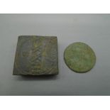 James I Royal farthing token and square coin weight