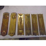 3 pairs of arts and craft brass finger plates