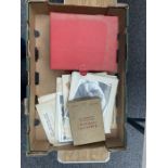 Box of assorted ephemera and photos incl a Lakeland Fotocol photograhic colouring set