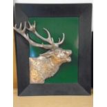 3D cast metal stag head on frame 23x18"