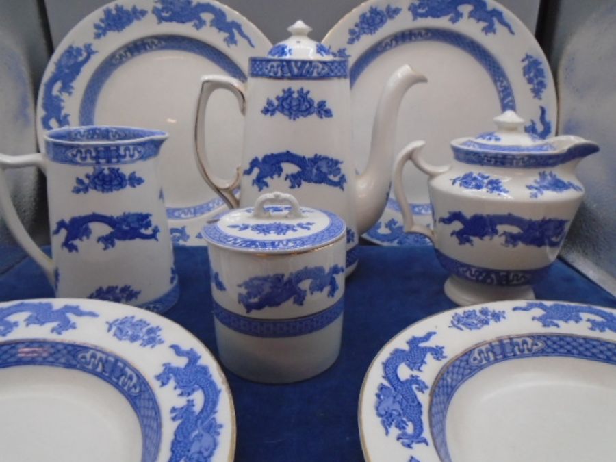 Cauldon ware teapot, lidded jug, repaired jug, sugar bowl, 2 plates and 2 bowls - Image 2 of 3