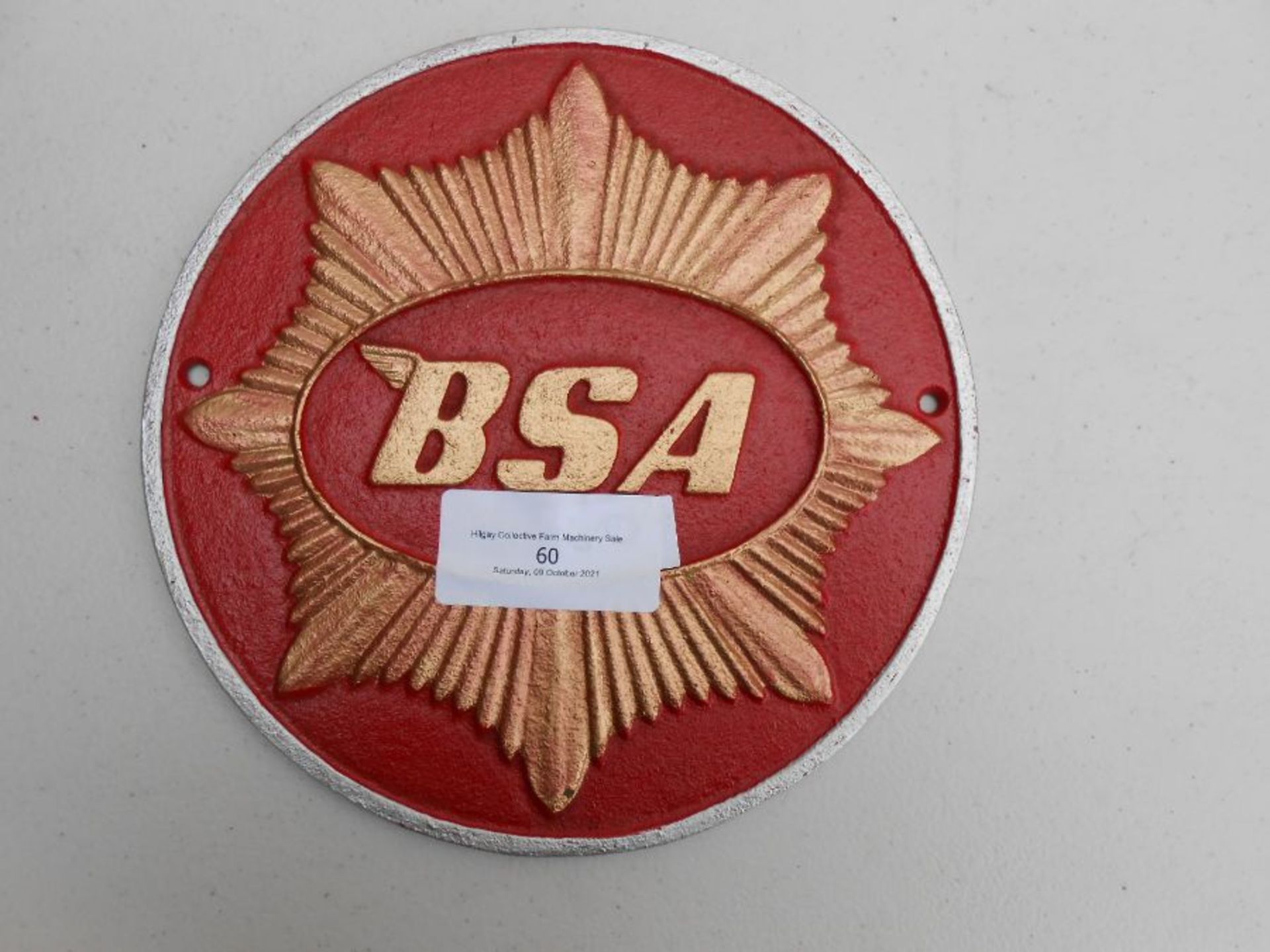 BSA Motorcycle plaque red