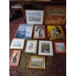 quantity of framed pictures to include prints, watercolours oils