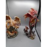 2 dragon ornaments 30 and 40cm tall