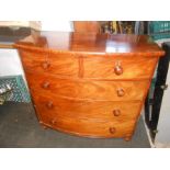 Victorian Bow Front 2 Short over 3 Long Chest of Drawers 43 x 22 inches 42 inches tall