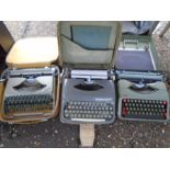 3 typewriters Empire aristocrat, un-named and Groma kolibrisa all in cases