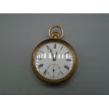 14ct gold cased pocket watch, stamped 14k. no glass on clock face