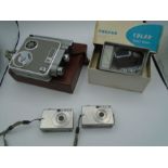 Admira 8 meopta 8mm cinefim camera in original case, solar view finder in original box, 2 x canon