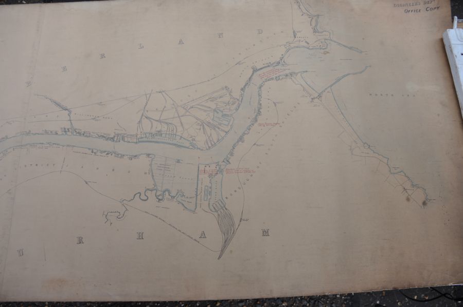 Vintage 6 inch (scale) map of the River Tyne 'wreck chart' dated 1907, very large map not under - Image 3 of 6