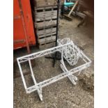 Wrought iron garden coffee table missing glass , pot stand and rack