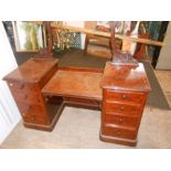Victorian Mahogany 8 Drawer Kneehole Dressing Table missing mirror 144 cm wide 76 cm tall 55 cm