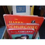 A box of around 19 books to include books on Winston Churchill and film stars from Hollywood's