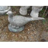 Concrete Pheasant and Chicks 20 cm tall ( A/F )