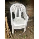 4 White Plastic Garden Chairs