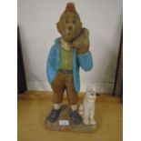 Large wooden Tintin and his little dog Snowy figurine 45cm tall