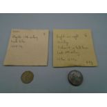 2 x English weight 18 shillings late 18thc plus 17thc trade token. These following lots are as found