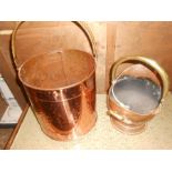 Copper Scuttle and Copper Coal Bucket