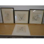 Louis Wain cat prints x 4